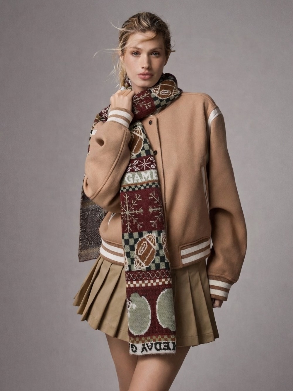 Anthropologie Mariel Icon Scarf Football Fair Isle NWT
